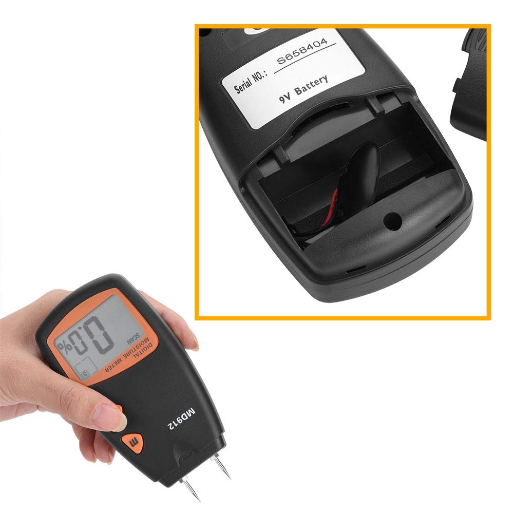 Holzfeuchtemessgerät, MD912 Digital LCD 2/4 Pin Holz Feuchtemessgerät Detektor Holz Hygrometer Luftfeuchtigkeitstester für Holz Baustoff Brennholz Feuchtemesser Wände Papier Boden