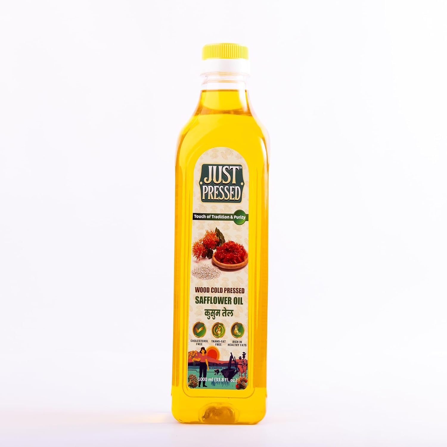 Just Pressed Safflower Oil (1L) | Wood Cold Pressed (Kacchi Ghani) | Extracted on Wooden Churner | Ideal Oil for Cooking (B0CHMWX1LZ) Amazon Price History, Amazon Price Tracker
