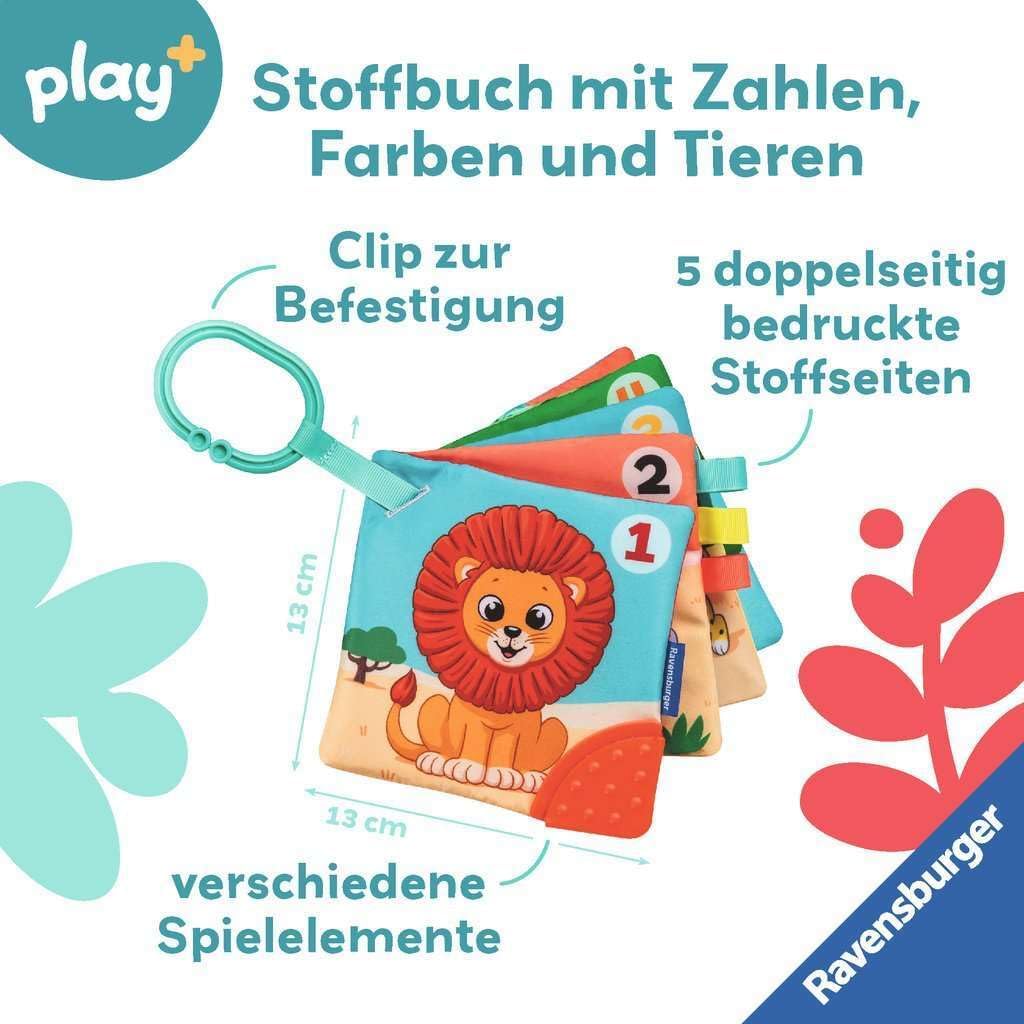 Ravensburger 4854 Play+ Mein allererstes Spielbuch: Zahlen und Farben, Stoffbuch, Kuschelbuch, Farben, Zahlen