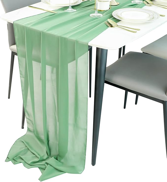 10ft Sage Green Chiffon Table Runner Sheer Wedding Table