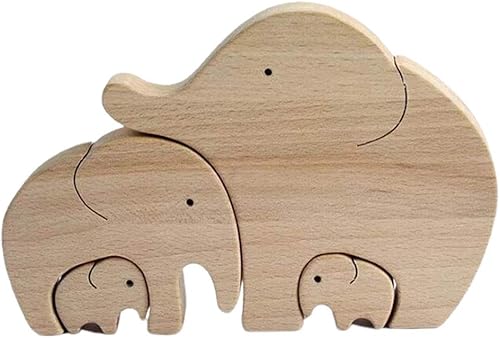 Pssopp Estatua de elefante, madre e hijo, estatua de elefante de madera, decoración del hogar, estatuas de jardín, elefante para estantes, mesa,