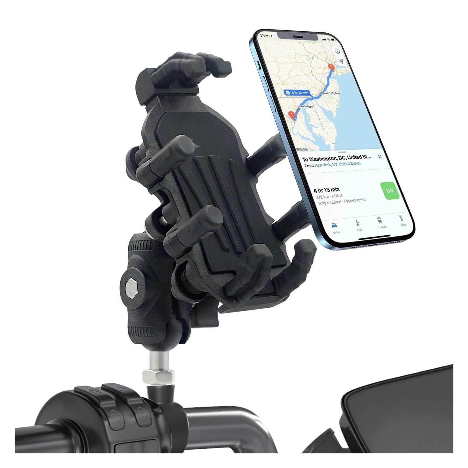 Support GPS Moto Support De Téléphone pour Moto avec Amortisseur, Rotule Réglable Et Rotative