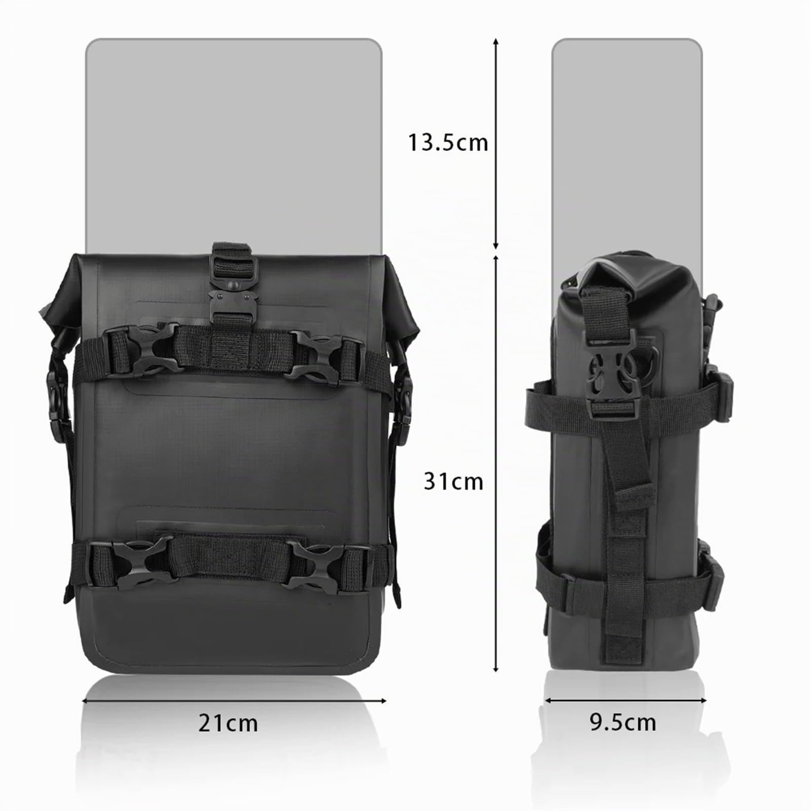 Bolsa Equipaje Moto 1-2 Piezas de Barras de Choque para Marco de Motocicleta, Bolsa Impermeable, Bolsa de colocación de Herramientas de reparación de Parachoques Bolsas Traseras Moto(Black 2pc)
