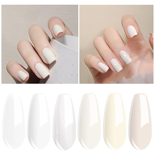 Miniatura 3 de Vishine Juego de 6 esmaltes de uñas de gel blanco lechoso colección de colores blanco frío UV LED kit de gel de uñas para el hogar bricolaje salón
