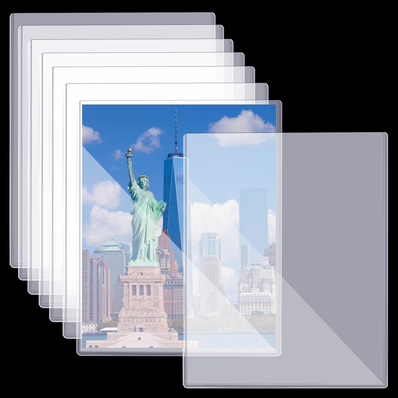 Ysglory8 Pcs 8 1/2" x 11" Rigid Print Protectors Clear Sheet Protectors Plastic Paper Page Protectors Hard Plastic Paper Sleeves Rigid Top Loaders Document Holder Birth Certificate Protector