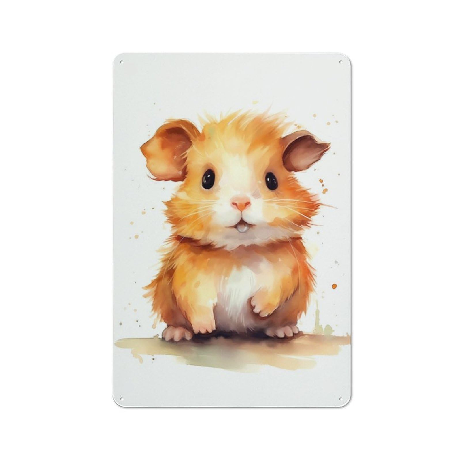 Junmoney Guinea Pig Watercolor Tin Wall Plaque 30X20cm With For Garage Or Workshop, For An Autumn Wall Display In Garage And Workshop