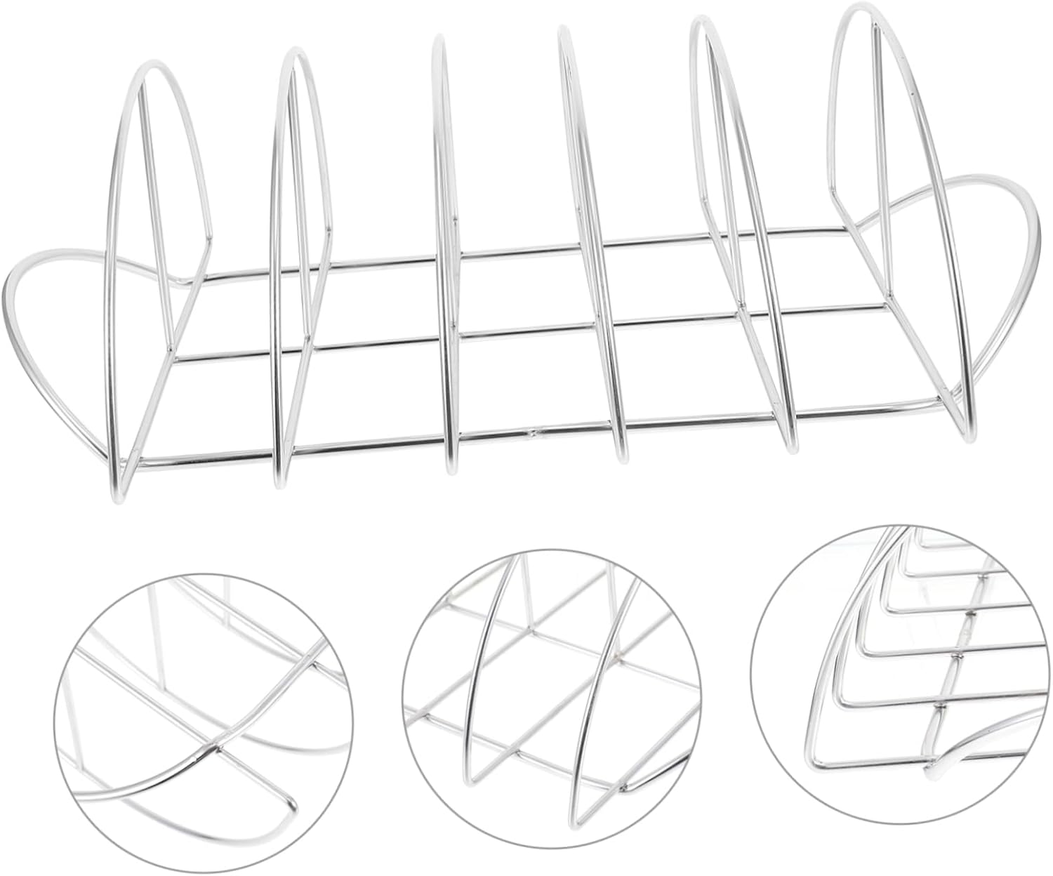 Stainless Steel Barbecue Grill Rack for Half-Round Ribs and Steaks Portable BBQ Roasting Stand Non-Stick Surface for Outdoor Picnics and Camping