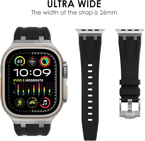 Miniatura 2 de WINGLE Paquete de 2 correas para Apple Watch Ultra 2 de 1.929 in 1.772 in 1.732 in 1.654 in para hombres, bandas de goma AP de silicona líquida para