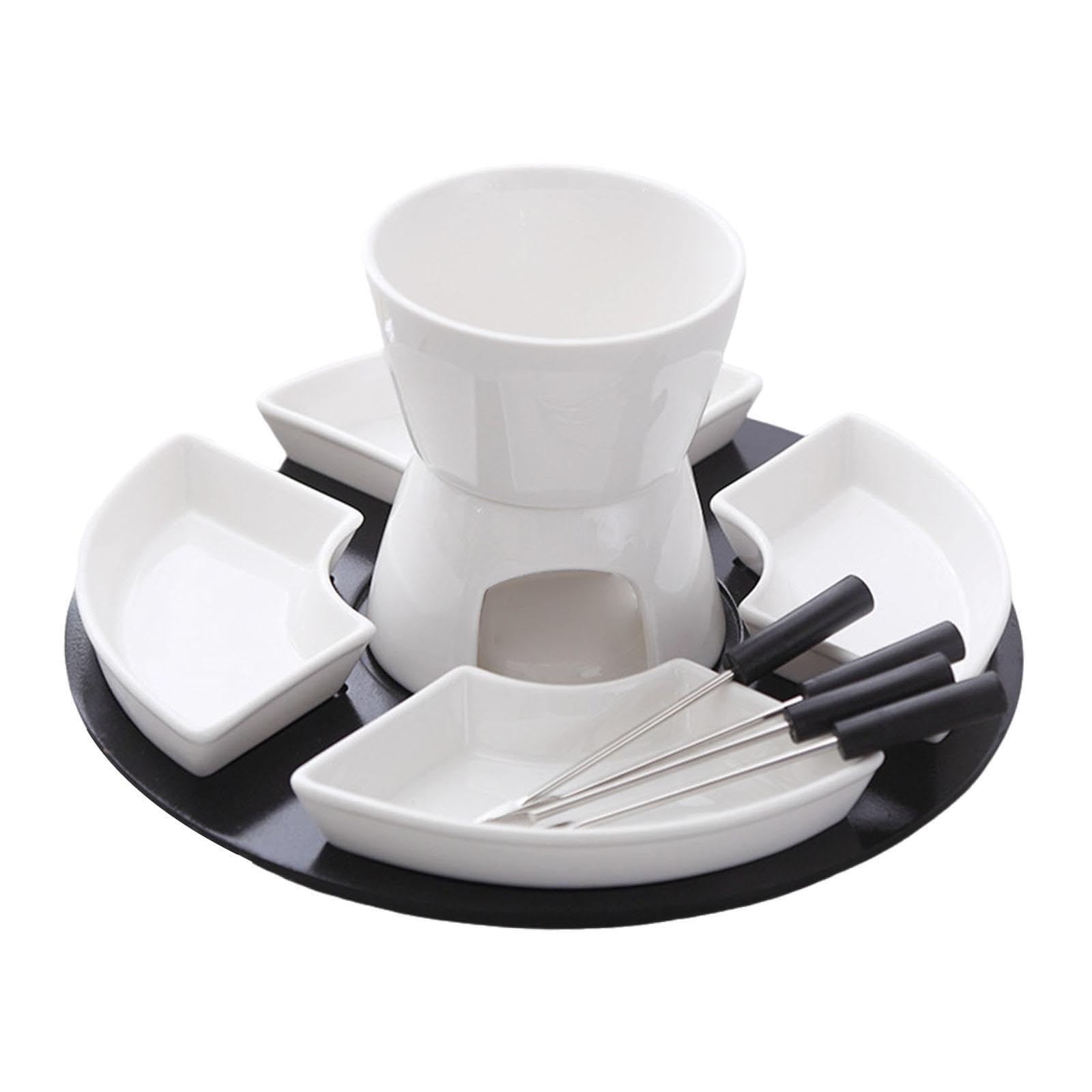 Calentador de mantequilla de cerámica confiable, olla para fondue chocolate, tazón para derretir, fácil limpiar, juego fondue chocolate cerámica para panaderías, juego velas