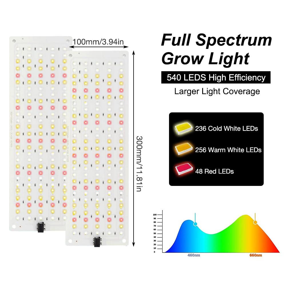 Pflanzenlampe LED Vollspektrum, 4 Stück Grow Light mit 540 LED Lampenperlen, Pflanzenlicht Led Vollspektrum mit Zeitschaltuhr, 10 Arten Helligkeit Plant Lamp für Zimmerpflanzen