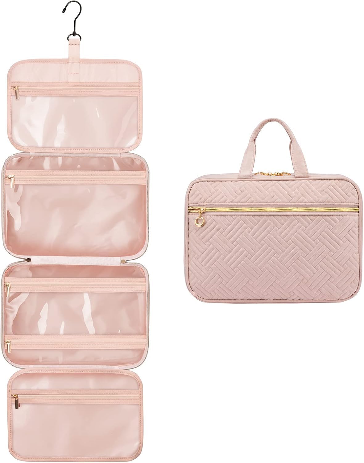 Toiletry Bag Hanging Travel Wash Bag for Women, Waterproof Toiletries Makeup Bags with Hook, Large Cosmetic Organizer Ladies, for Full Sized Container