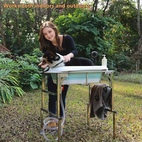 Dog-Bathtub-and-Elevated-Collapsible-Portable-Wash-Station-for-Small-and-Medium-Dogs-Cats-Pets-Bathing-Shower-Grooming-Medium Dog Bathtub and Elevated Collapsible Portable Wash Station for Small and Medium Dogs Cats Pets Bathing Shower Grooming Medium
