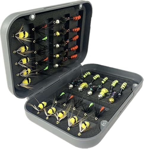 Miniatura 11 de Kit surtido de moscas de pesca con mosca, 40/72/102 piezas, señuelos de pesca con mosca con caja para lubina, trucha, salmón, pesca, moscas Kit