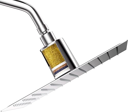 Lordear Cabezal de ducha con filtro cuadrado de acero inoxidable de 12 pulgadas, cabezal de ducha de alta presión para agua dura, ducha de cascada