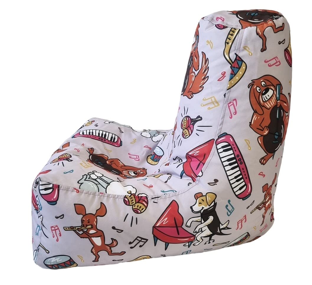 Children's Beanbag Chair Indoor & Outdoor Triangle Gaming Seat Bean Bags for Girls and Boys Kids Bedroom, Living Room, Garden, Home, Cushion Filling Included - Musical Dog
