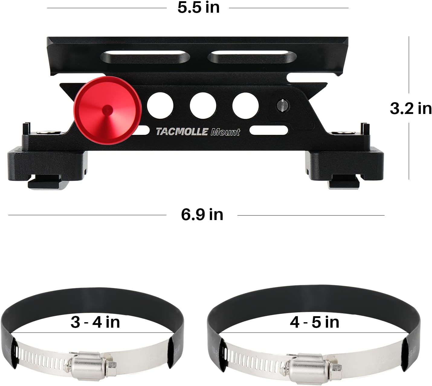 Rigid MOLLE Panel Fire Extinguisher Mount – Quick Release Fire Extinguisher Bracket with 4 Adjustable Clamps, Fits MOLLE Panels for Vehicles