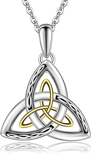 CHIC ARTSY - Collar de plata de ley 925 con nudo celta irlandés de la Trinidad irlandesa oxidada, buena suerte, nudo celta, joyería fina, dije de