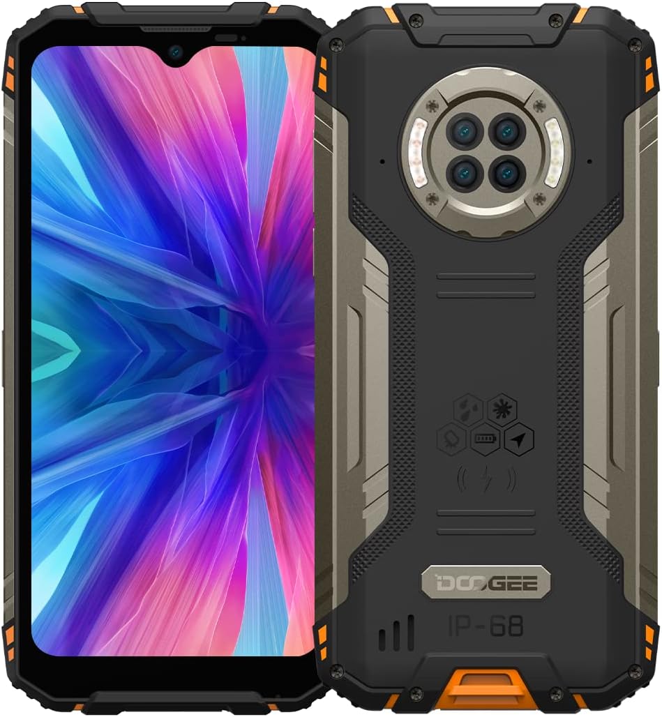 DOOGEE S96 GT IR Visión Nocturna Smartphone Resistente, Helio G95 8GB+256GB, Cámara Cuatro 48MP (Cámara Frontal 32MP), 6.22'' IP68 Móvil Antigolpes, Batería 6350mAh(Carga Inalámbrica) GPS NFC Naranja