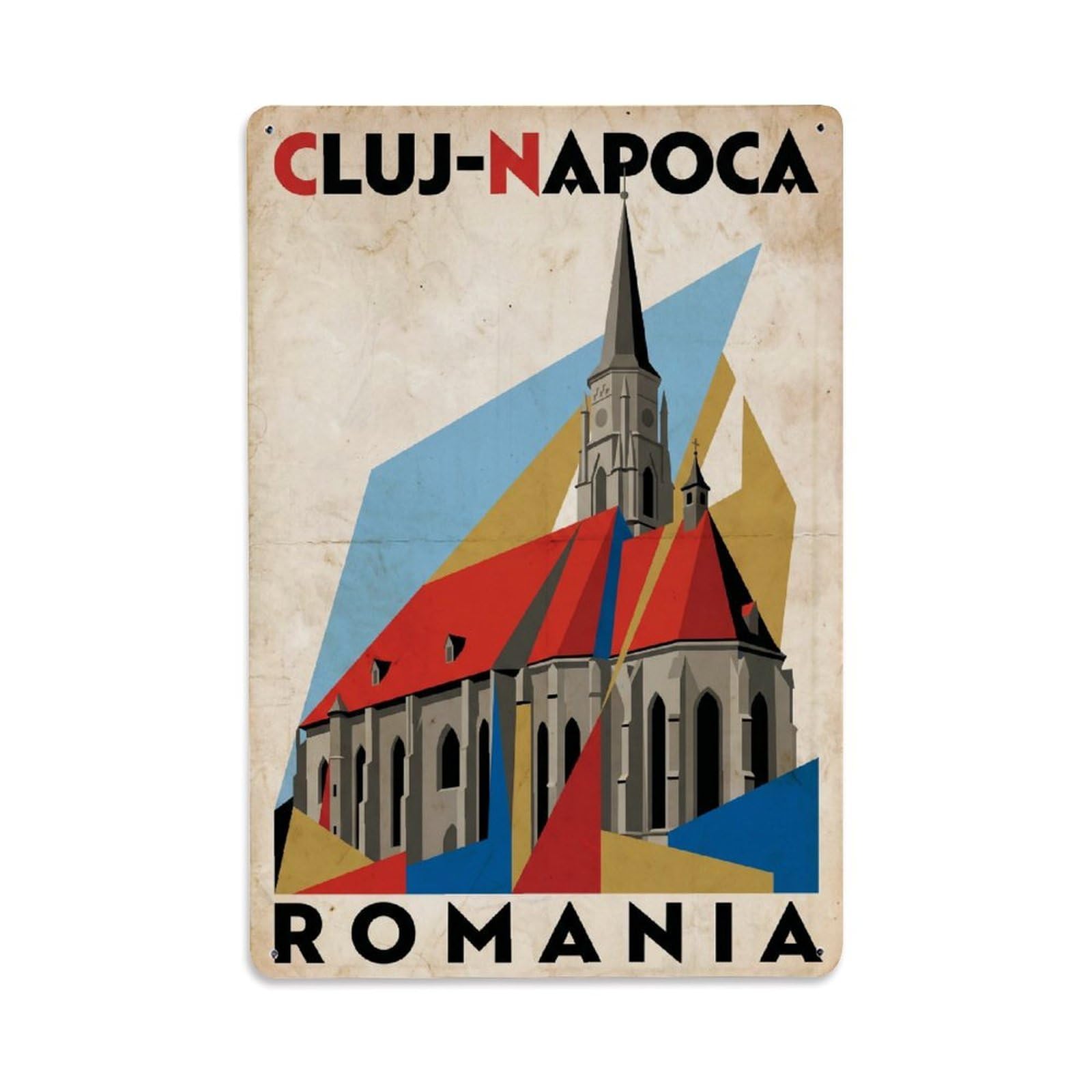 Retro Romania Cluj-Napoca Travel Metal Tin Sign