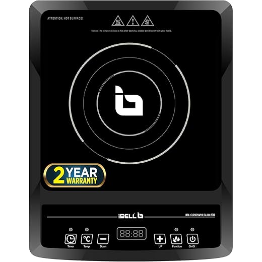 IBELL SLIM50 Induction Cooktop, 2000W, BIS Certified, LED Display, 2 Yr Warranty, Auto Shut-Off, Over Heat Protection (Black)
