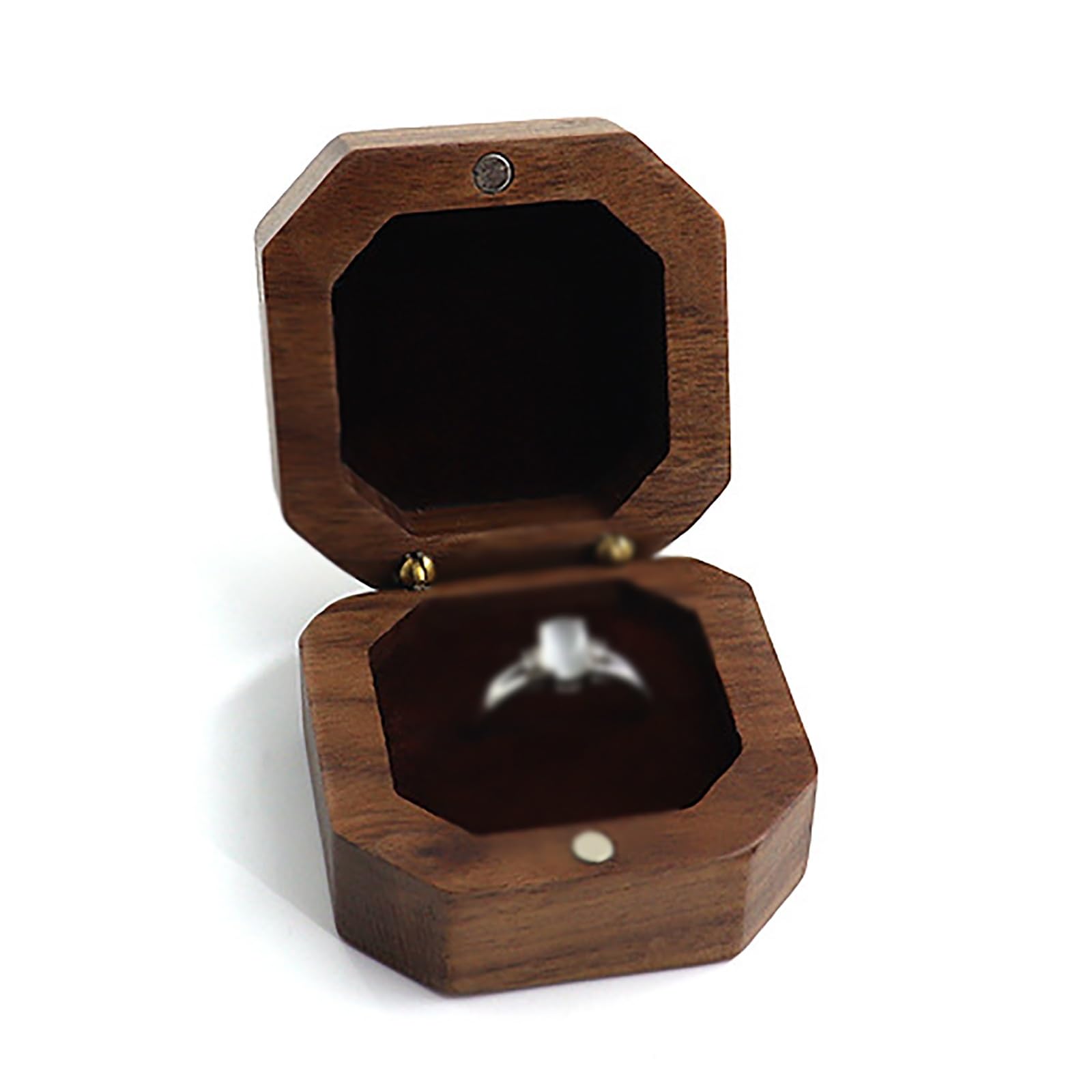 DUMRALBQE Wooden Ring Box Portable Wooden Ring Box Square Pair Jewelry for Storage and Placement(Coffee)