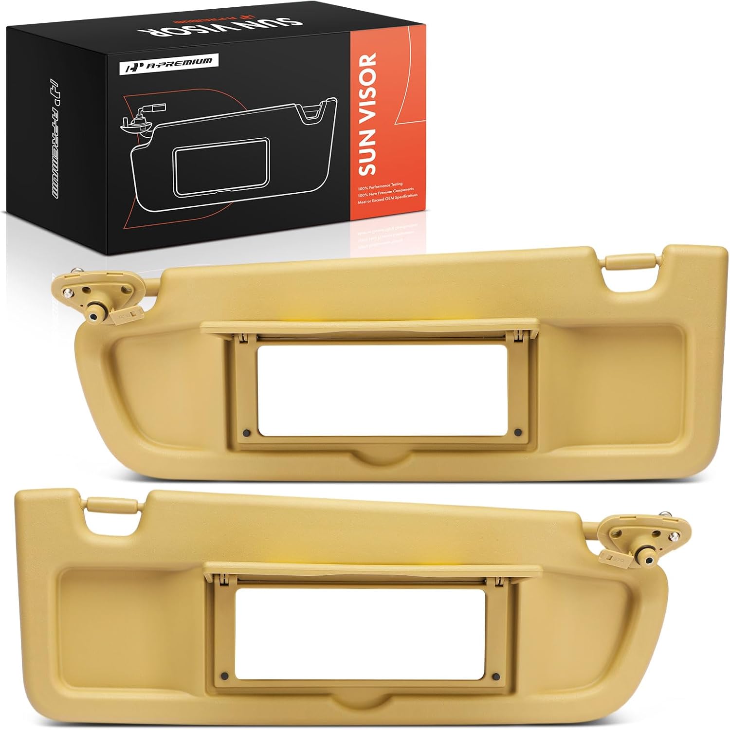 A-Premium Driver & Passenger Sun Visor Compatible with Honda Civic 2006 2007 2008 - with Vanity Mirror, Without Vanity Light, Beige Color - Replaces 83230SNAA01ZB, 83280SNAA01ZB