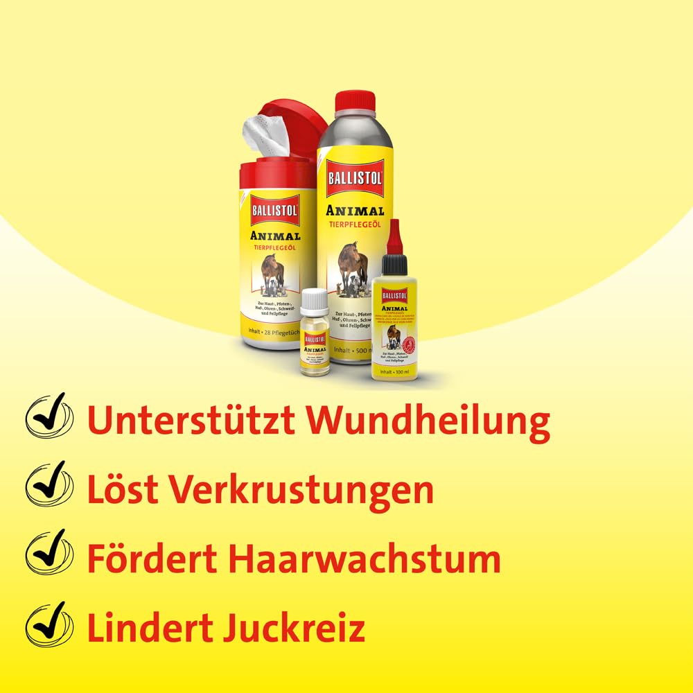 Ballistol Unisex – Erwachsene Animal Tierpflege-Öl 500ml Dose, Farblos, 6 Stück | Flüssiges Tierpflegeöl, Huf-, Schweif- und Fell-Pflege für Hund, Katze, Pferd, Hof- & Haustiere, Hof