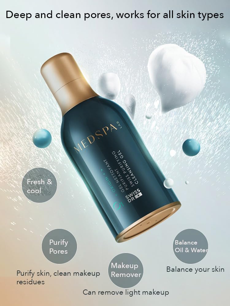 1 PC Medspa Cleansing Gel, Amino Acid Professional Cleansing Facial Cleanser, Moisturizing Soothing Refining Smoothing Deeply Cleansing Mild Foam Cleanser (Small, 50ml)