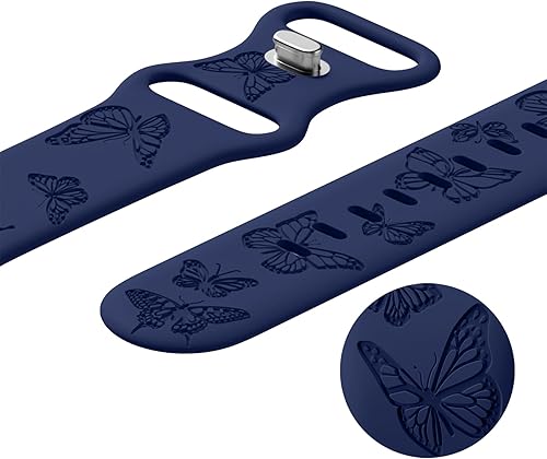 Miniatura 4 de Correas de silicona grabadas con mariposas compatibles con Apple Watch Band de 1.614 in, 1.575 in, 1.496 in, 1.929 in, 1.772 in, 1.732 in, 1.654 in,