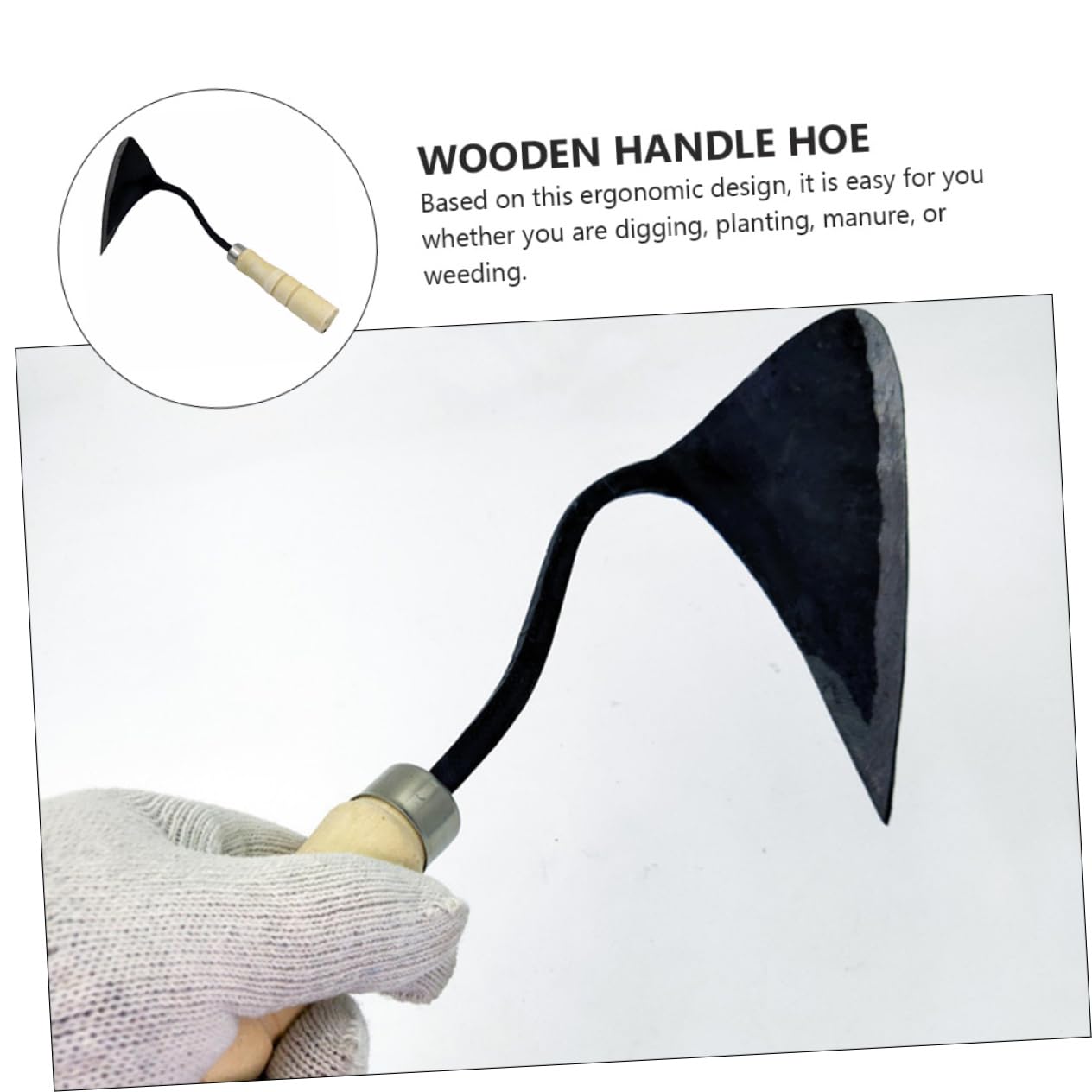 UPKOCH Zappetta da Giardinaggio Forgiata Manico in Legno, Aratro a Mano Portatile per Scavare e Trapiantare, Attrezzo Pratico per Casa, Giardino e Orto