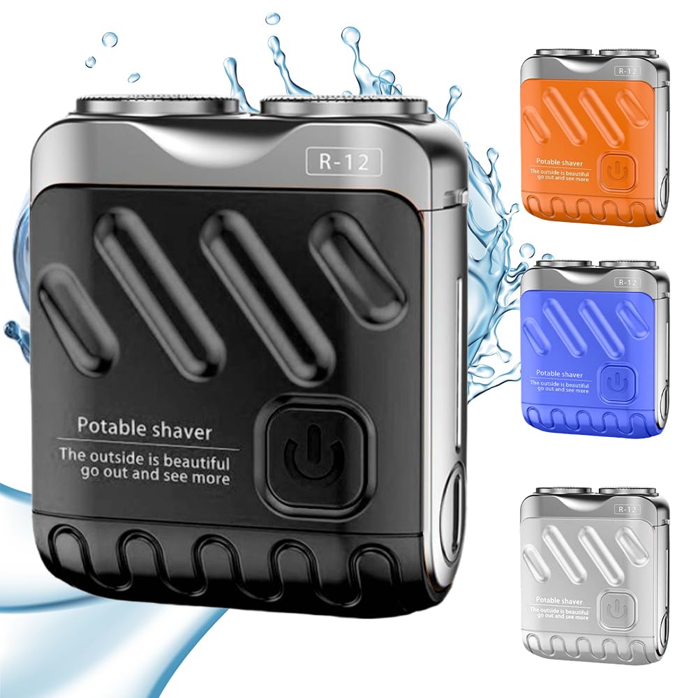 Portable Rotary Dual Ring Electric Shaver, 2025 Mini Small Steel Cannon Rotary Dual Ring Electric Razor for Men USB Rechargeable One-Button Long