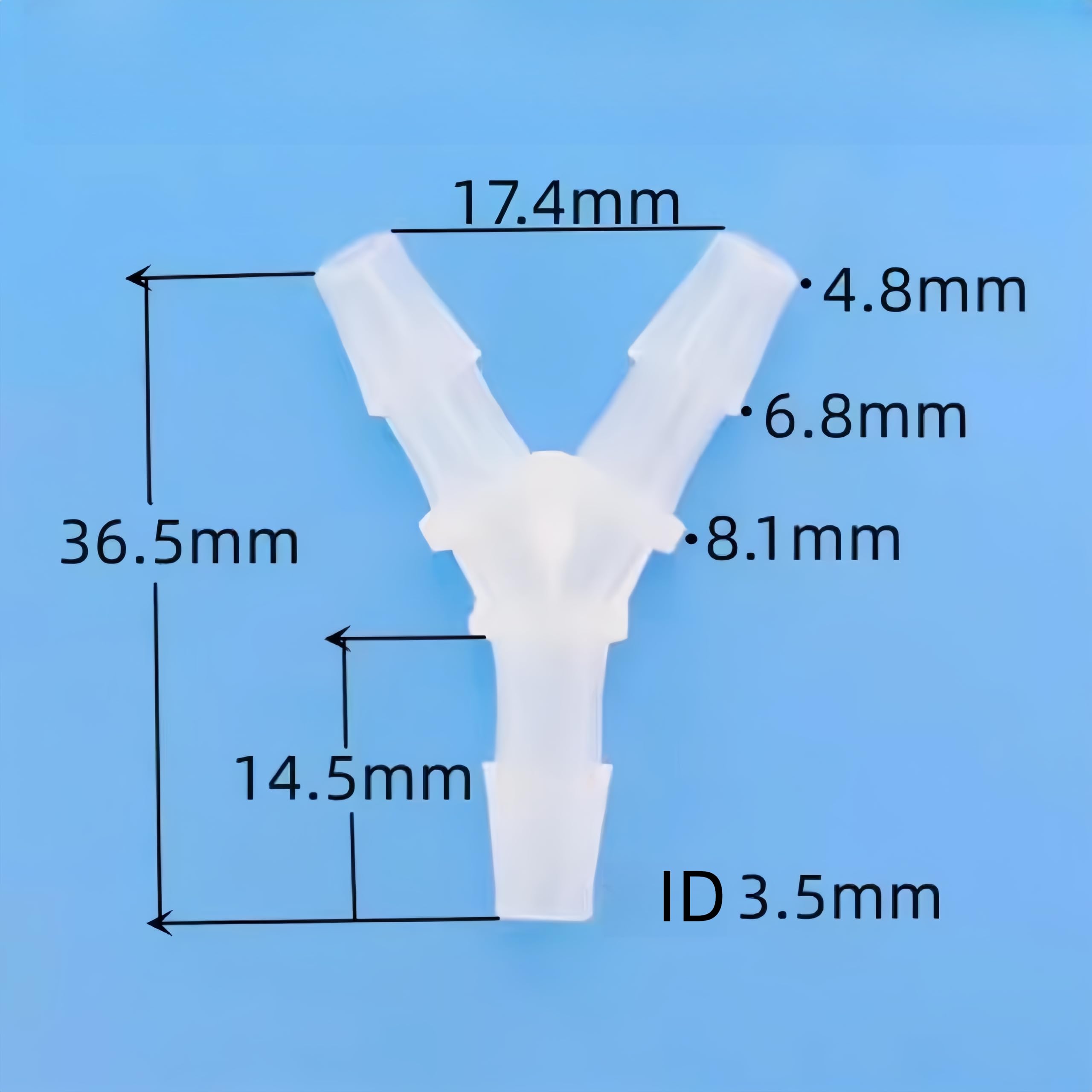 3-drożny wąż kolczasty typu Y, 100 szt. adapter węża PP do laboratorium, maszyn spożywczych, akwarium, 9,6 mm (3/20.3 cm) i 4,8 mm (3/16 cala) rozszerzone połączenie