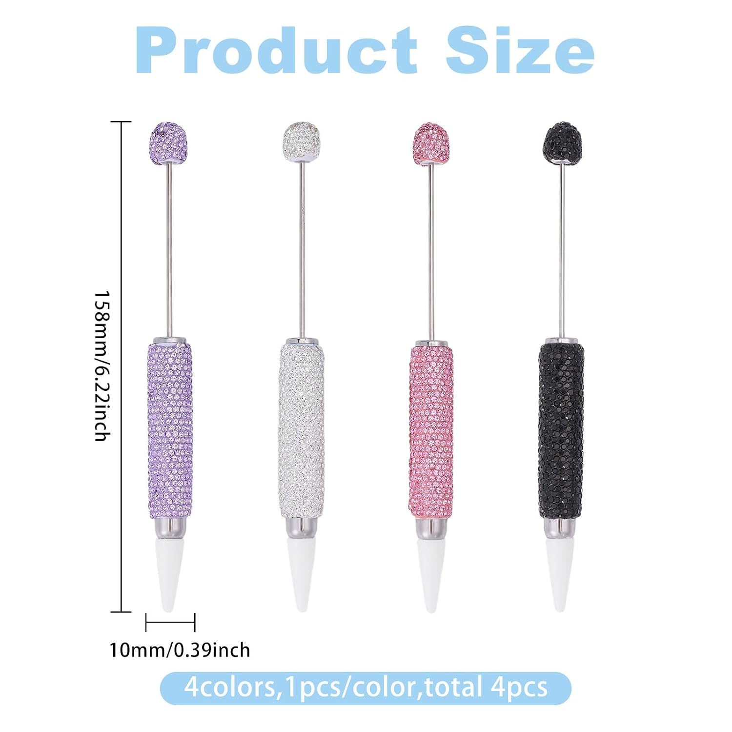 4pcs Rhinestone Picker Dotting Tool, Beadable Rhinestone Applicator, Wax Tip Pen for Diamond Painting, DIY Nail Art Tool, Light luxury dazzling style