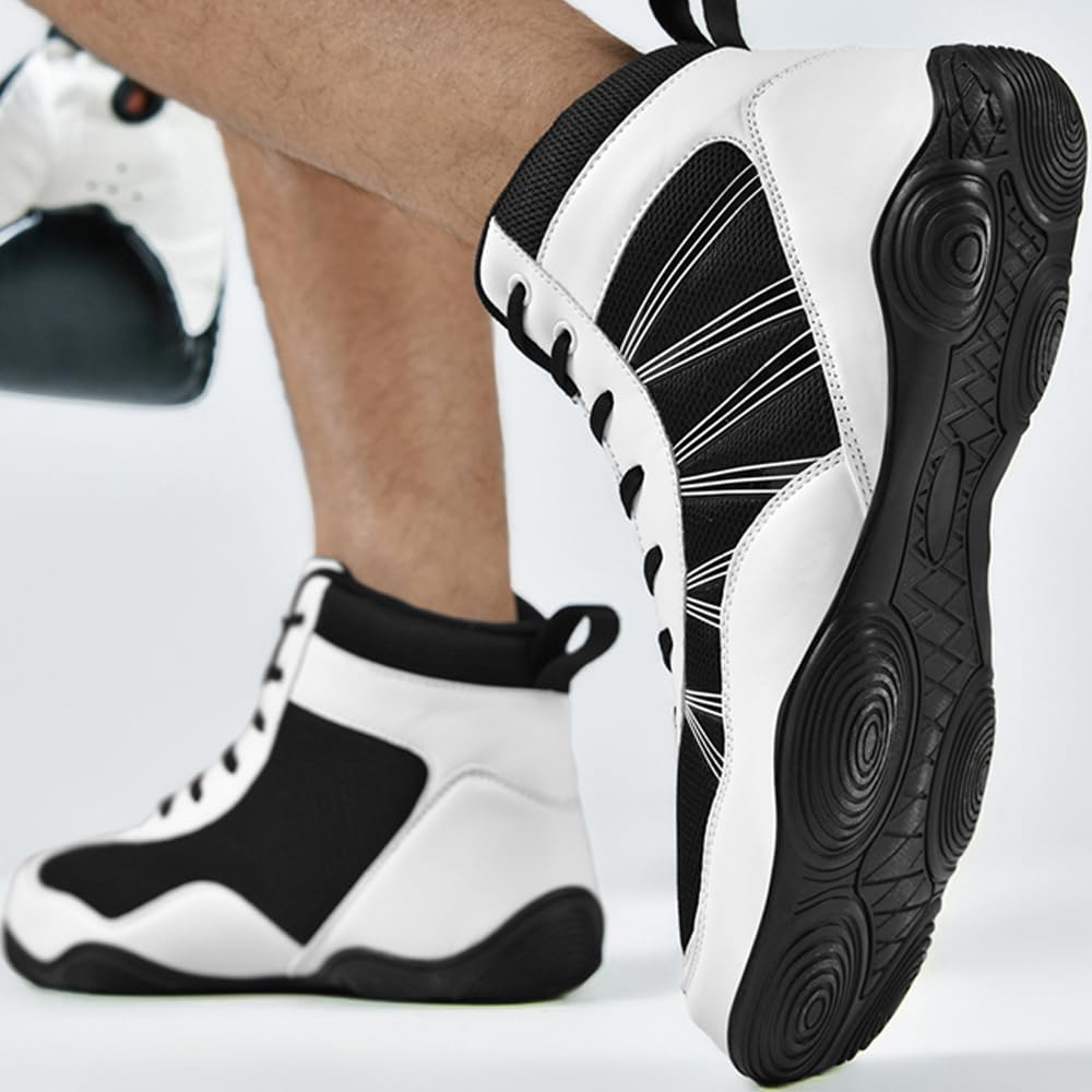 Scarpe da Boxe da Uomo Scarpe da Wrestling da Combattimento Antiscivolo Traspirante Scarpe Combat Boxers Competizione di Allenamento Scarpe da Pugilato Unisex