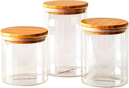 Contenedores de almacenamiento de vidrio con tapas, organización de cocina, organización de despensa, juego de 3 botes, tarros de vidrio herméticos, disponible en Yaxa Guatemala