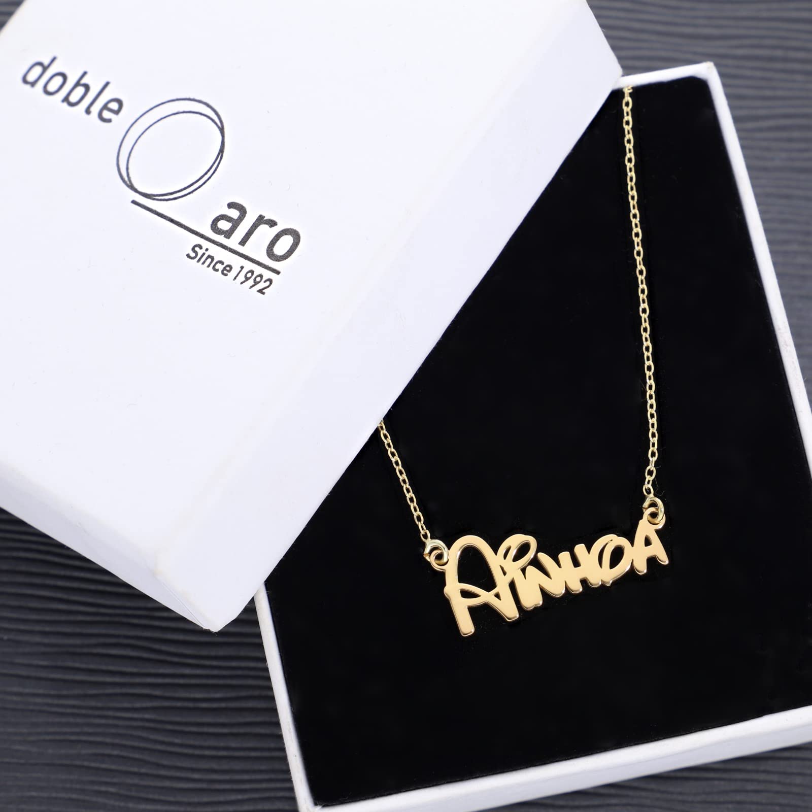 Colgante Personalizado con Nombre - Plata de Ley 925/1000 para Mujer – Collar Artesanal con Cadena Ajustable - Hecho en España (Modelo Funny Oro, Plata de Ley)