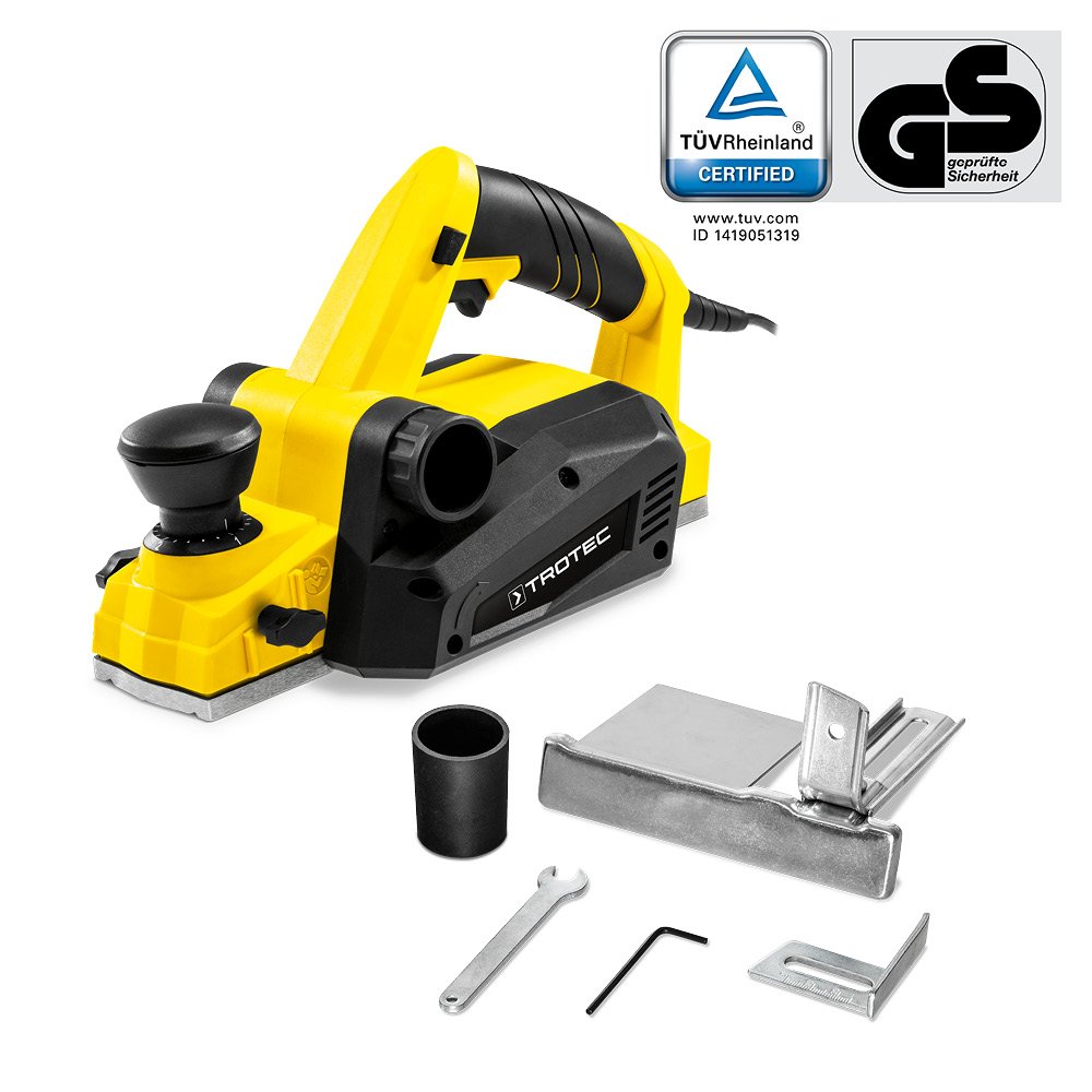 TROTEC Cepillo eléctrico para madera PPLS 10-750, 750 W, Anchura de cepillado: 82 mm, Profundidad de cepillado: 0-3 mm, Profundidad de plegado:0-15 mm, Potente, Compacto, Bricolaje