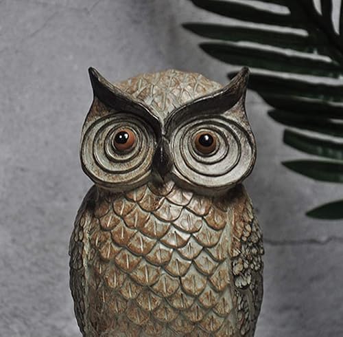 Miniatura 4 de LQX Escultura Artesanía de mesa Figuritas Coleccionables Estatua de Búho Ornamento, Escultura de Búho Material de Resina Patio Animal Escultura