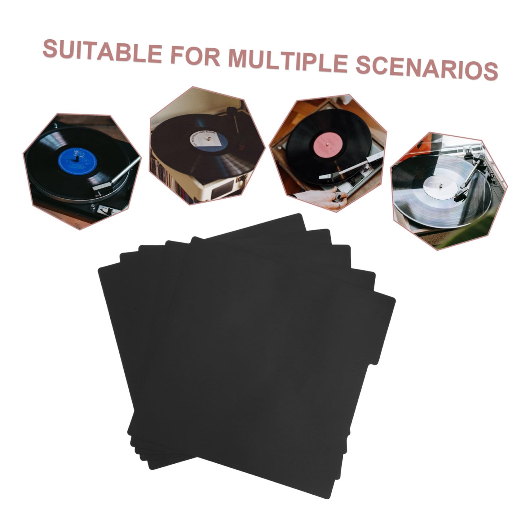 NUOBESTY Separatore di Dischi in Vinile 10 Pezzi in Plastica Nero con Tab | Classificazione e Ricerca Rapida, Divisori Vuoti 12, 9x12, 5 Pollici, per Libreria e Sala Audio