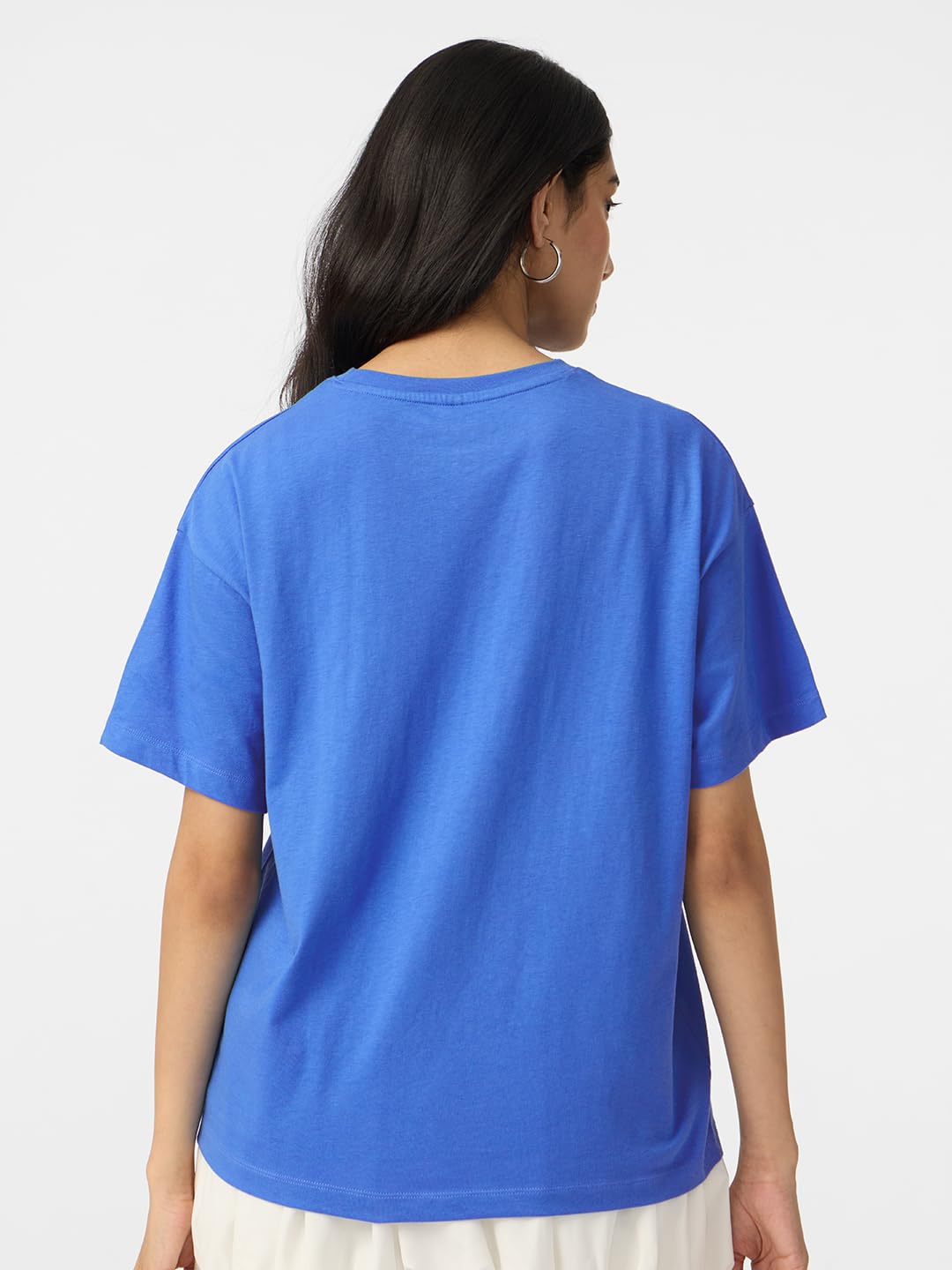 The Souled Store Dentro: Joy Camiseta de manga corta con cuello redondo de algodón con estampado gráfico azul para mujeres y niñas