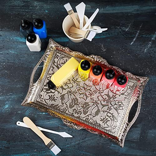 CRYSTALIA Fancy Coffee Tea Beverage Serving Tray Rectangular (Bright Silver)