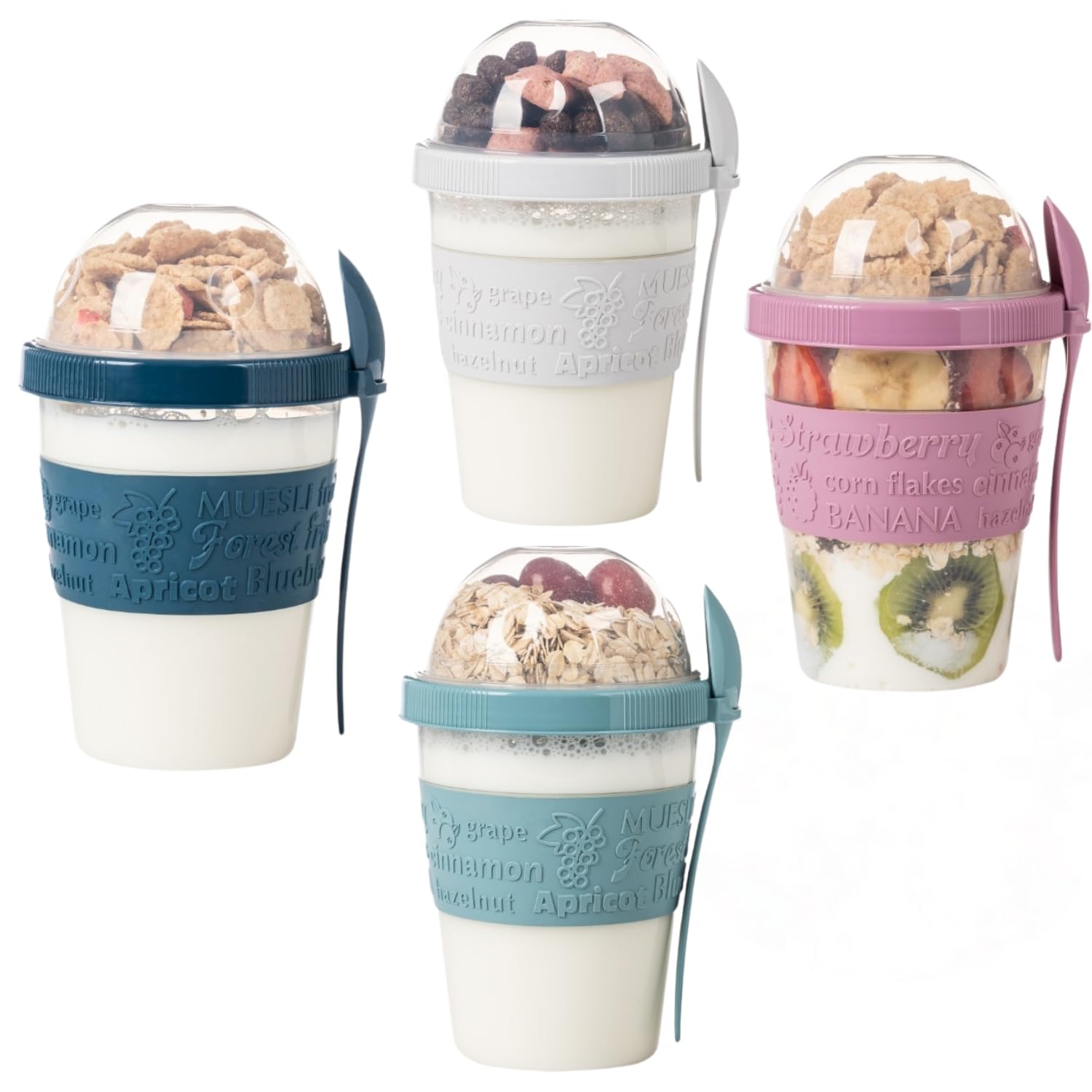 Gobelets Réutilisables Pour Yaourt Et Avoine - Avec Couvercle, Cuillère Et Compartiment Garniture - 800ml, Sans BPA, Idéal Petit-déjeuner Et Repas à Emporter - 2