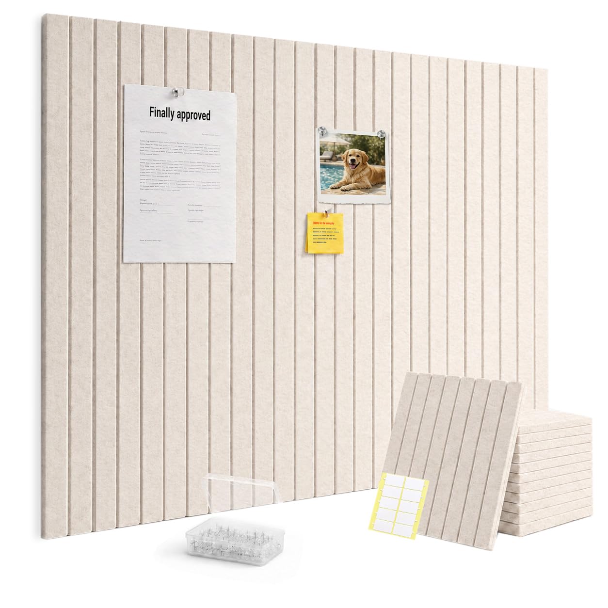 Large Felt Bulletin Board Squares, 48"x 36", 12-Pack(Oatmeal)