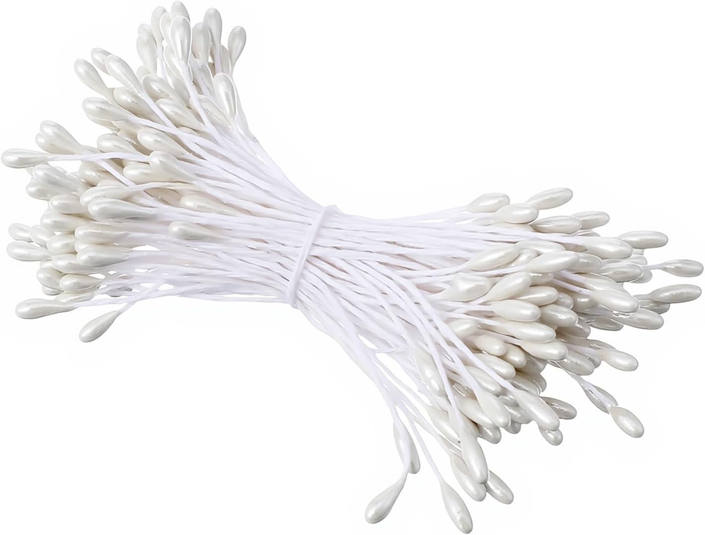 300 St ck 3mm Pfeifenreiniger Blumen Staubblatt mit Zwei Perlen K pfen Wei  Blumenstrau  Doppelk pfe Pistil Blumen zum Basteln K nstliche Doppelte Bl tenk pfe f r DIY Handwerksprojekt Dekoration