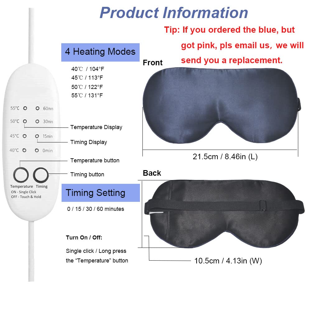 Silk Heated Eye Mask, PJYU Hot Eye Compress for Dry Eyes, Puffy Eyes