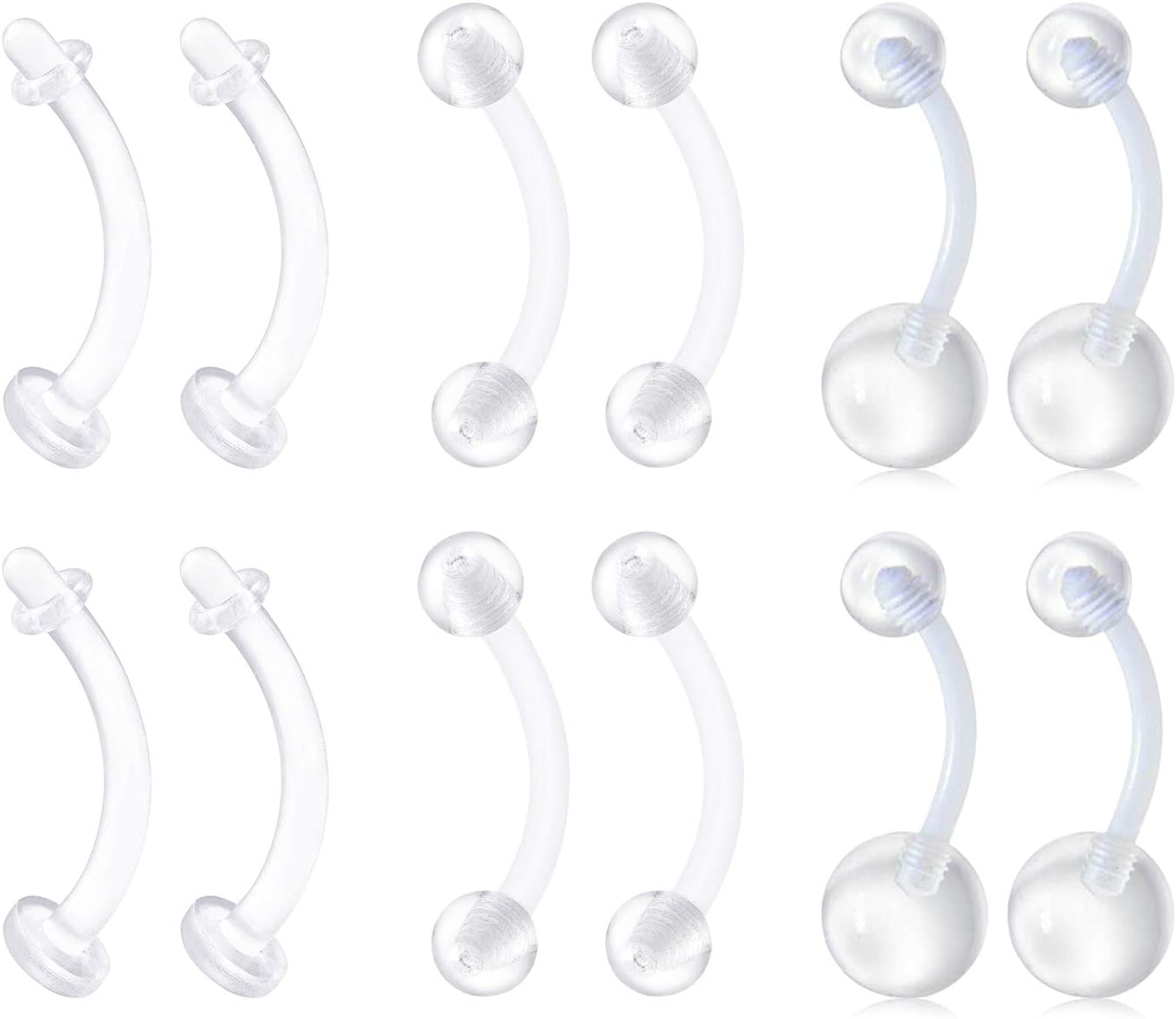 QWALIT 14g Clear Belly Button Rings Bioflex Plastic Belly Ring Navel Piercings