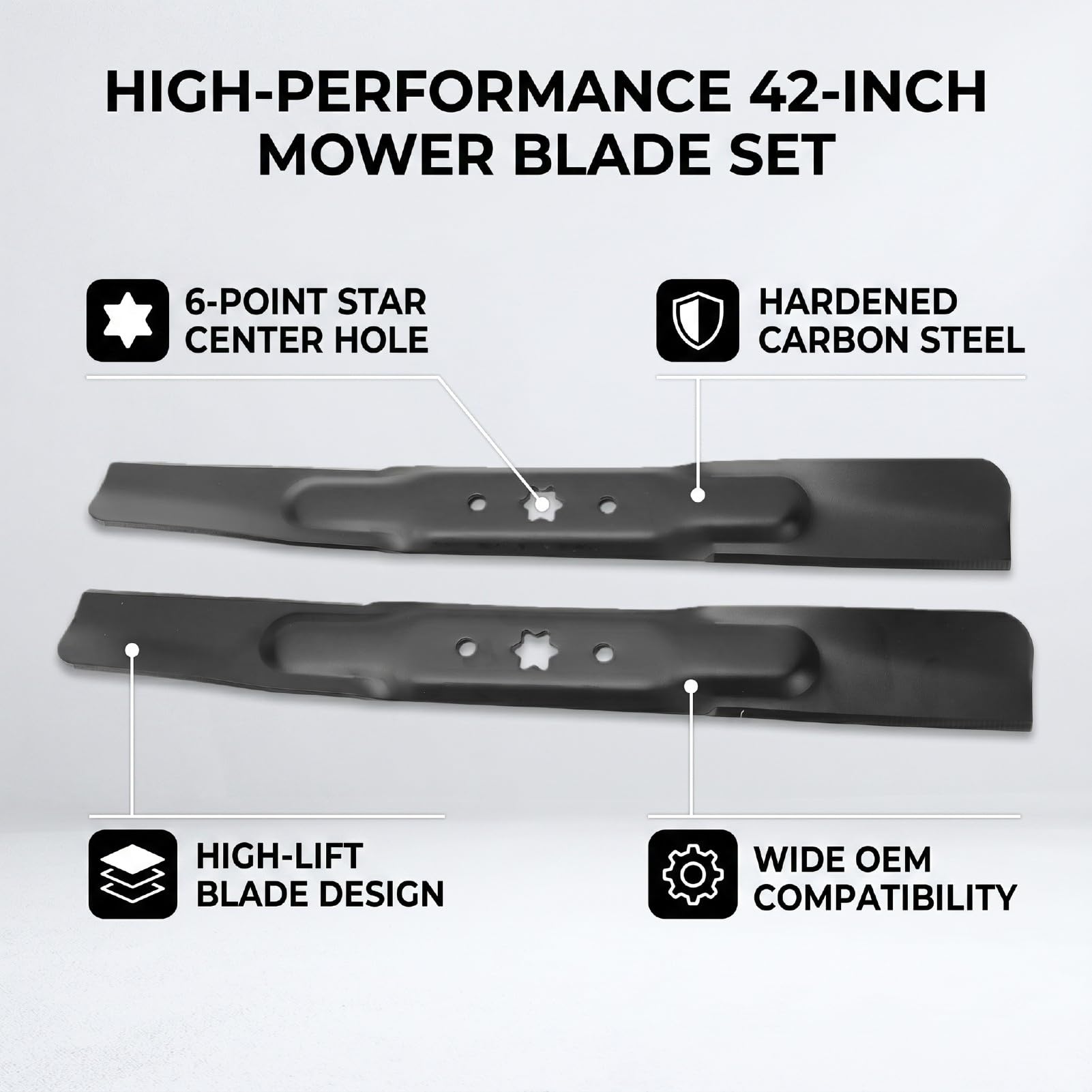 KIMISS Cuchillas Hexagonales de 42 Pulgadas para Cortacésped, Repuesto de Elevación Alta para Troy Bilt 742-04308 742-04308A