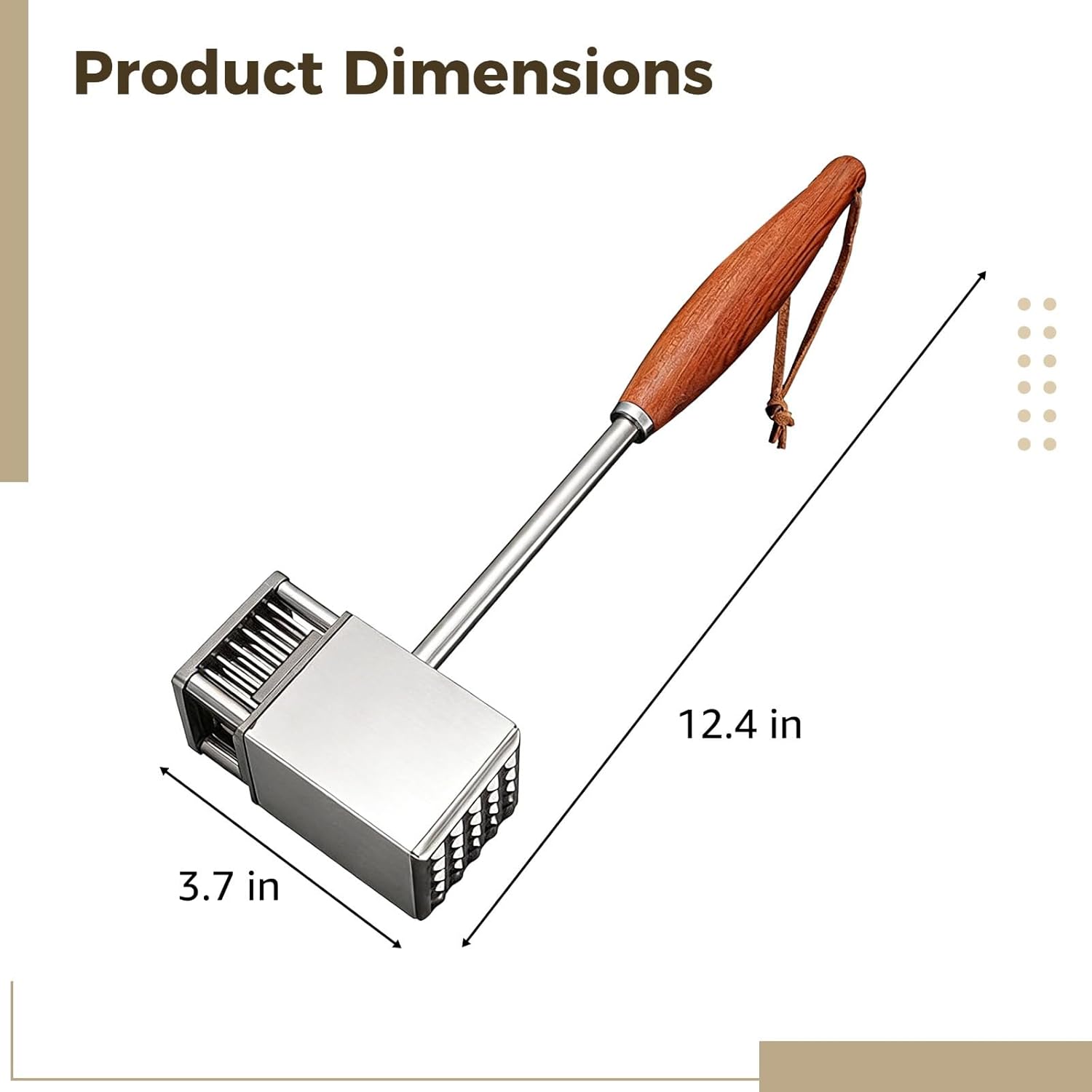 Meat Hammer, Stainless Steel Meat Tenderizer Mallet, 12.4 X 3.7 In, Dual-Sided With Rosewood Handle, Kitchen Pounder For Flattening