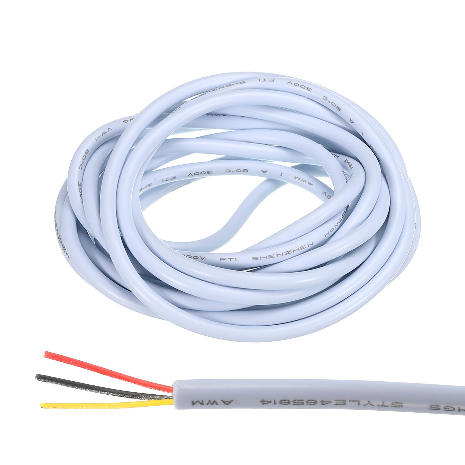 sourcing map 22AWG Electrical Wire 3 Conductors 10FT/3m Power Cable Flexible Extension Signal Signal Cable White for LED Strips Lamps Lighting Power Supply โ image 1
