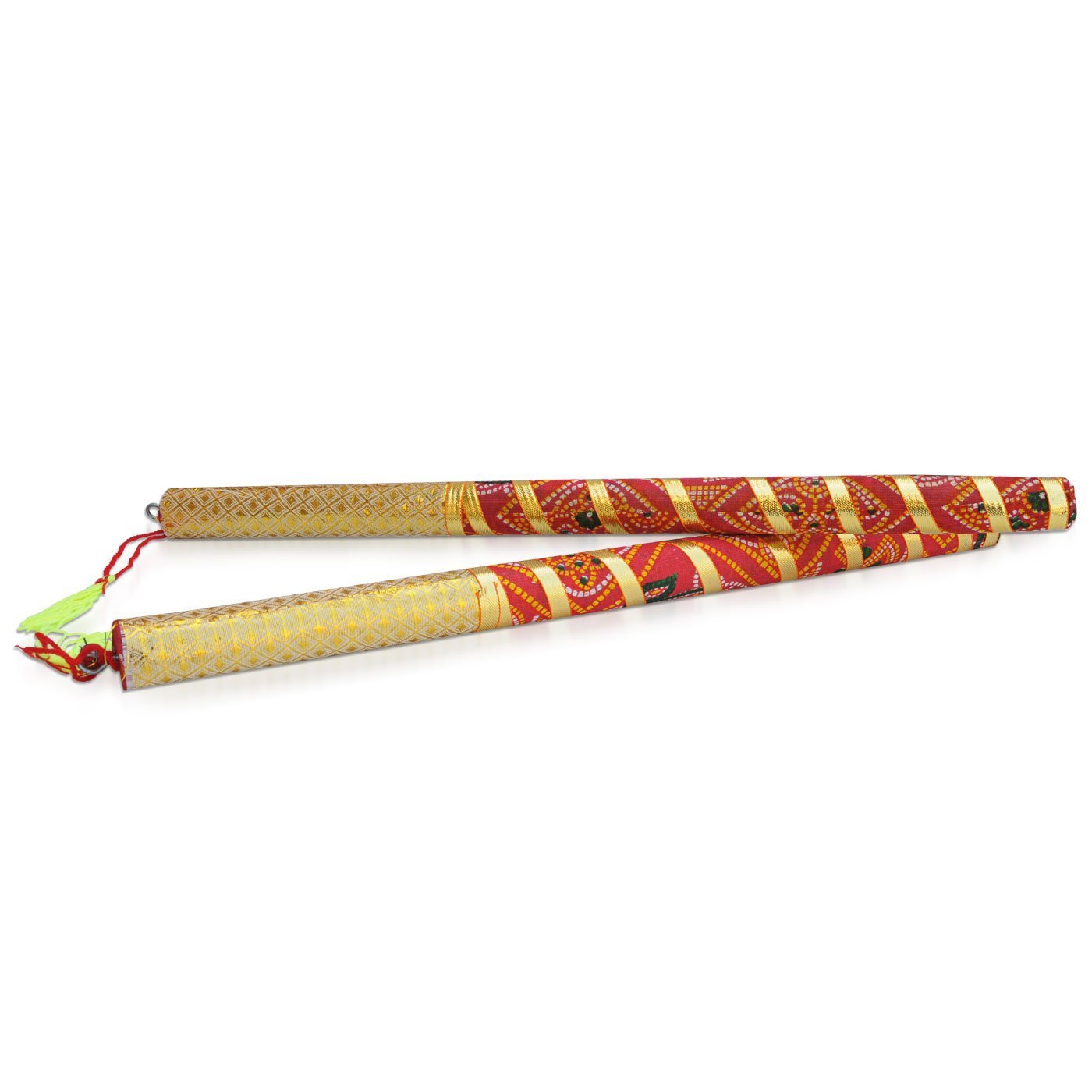 DMS RETAIL Dandiya -Bandhni Decorated Wooden Garba Sticks for Navratri Celebration/Garba/Dandiya Sticks-for Men/Women/Ki